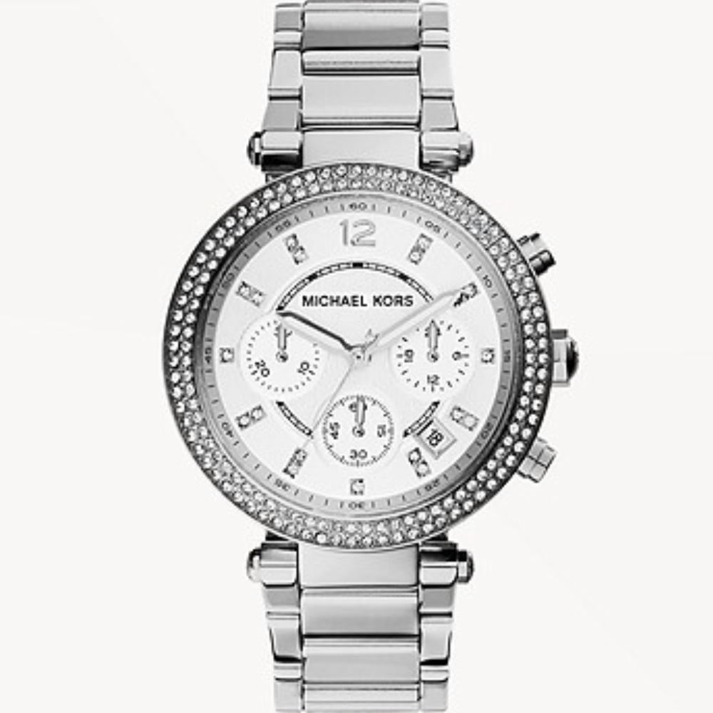 Michael Kors Silver-Tone Glitz Parker Watch - Picture 1 of 16